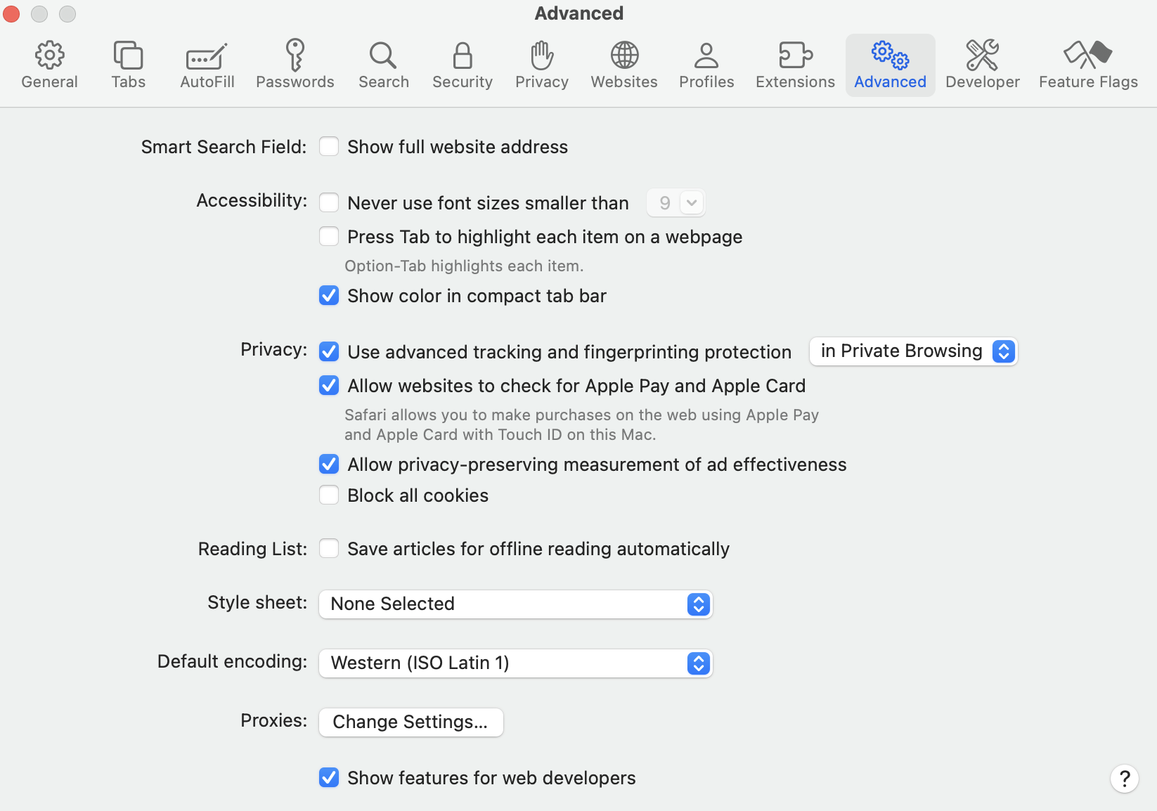 Select the Advanced tab